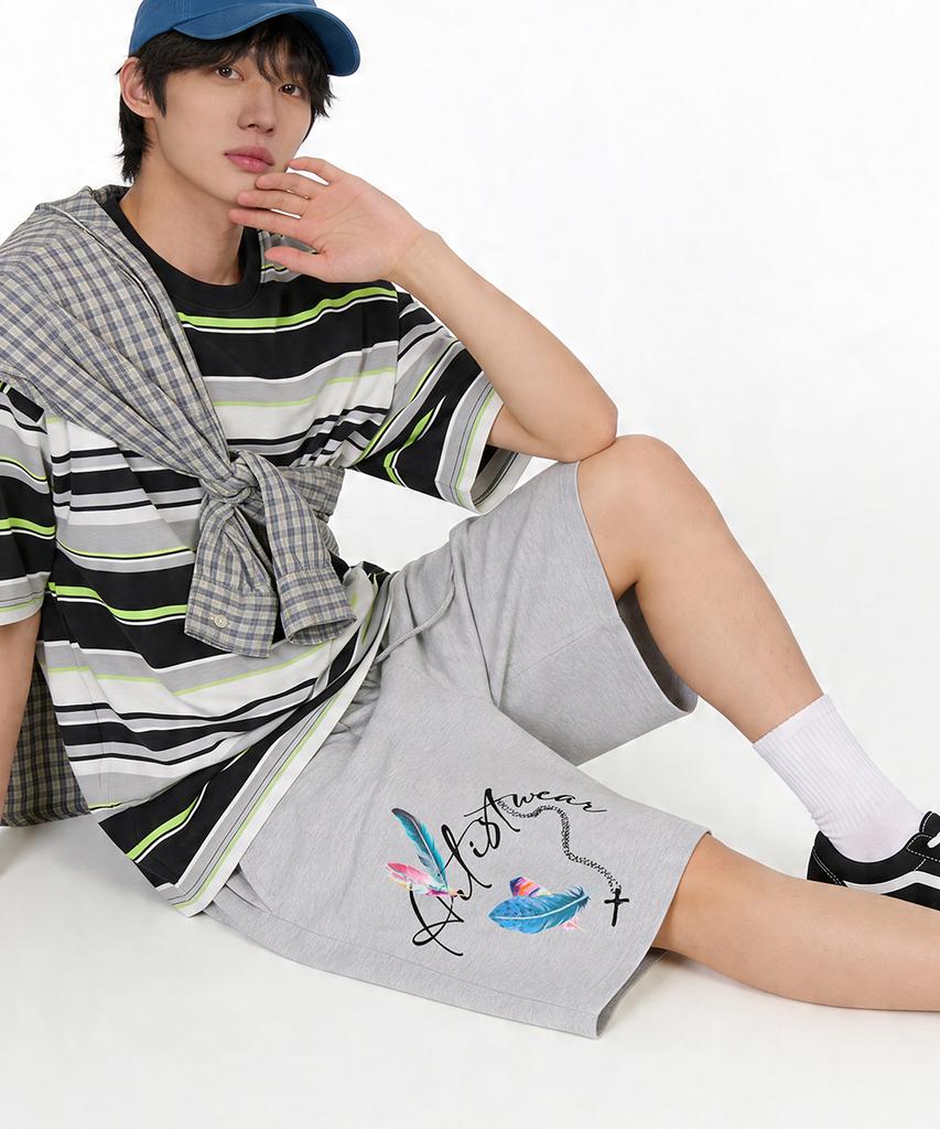 ARTISTWEAR [Atw] Шорты-бермуды с перьями - 2 цвета