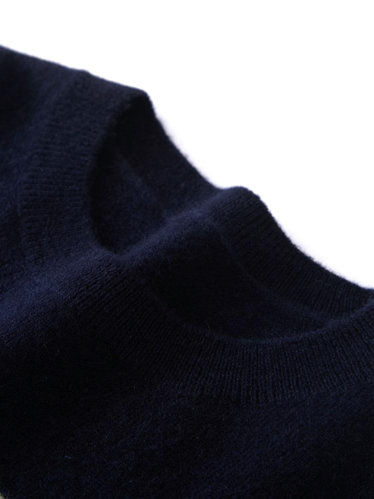 2025 Autumn/Winter Women's Round Neck Blueberry Jacquard 100% Pure Cashmere Sweater