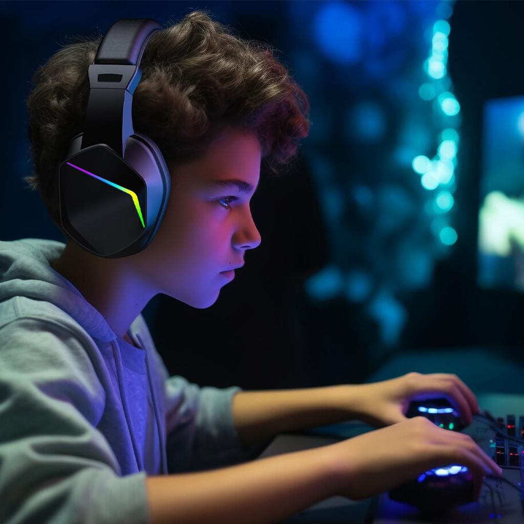Беспроводные игровые наушники 2.4G 5.4 RGB подсветка Беспроводные игровые наушники с микрофоном с шумоподавлением для ПК Компьютера