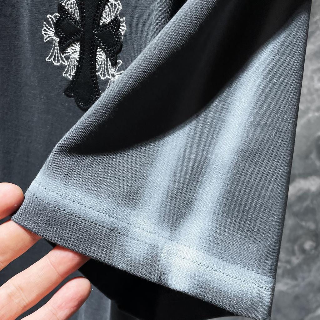 8550 CHROME HEARTS 2025 Летняя новая высококачественная хлопковая футболка с круглым вырезом, свободная, большого размера, для мужчин и женщин, парная футболка