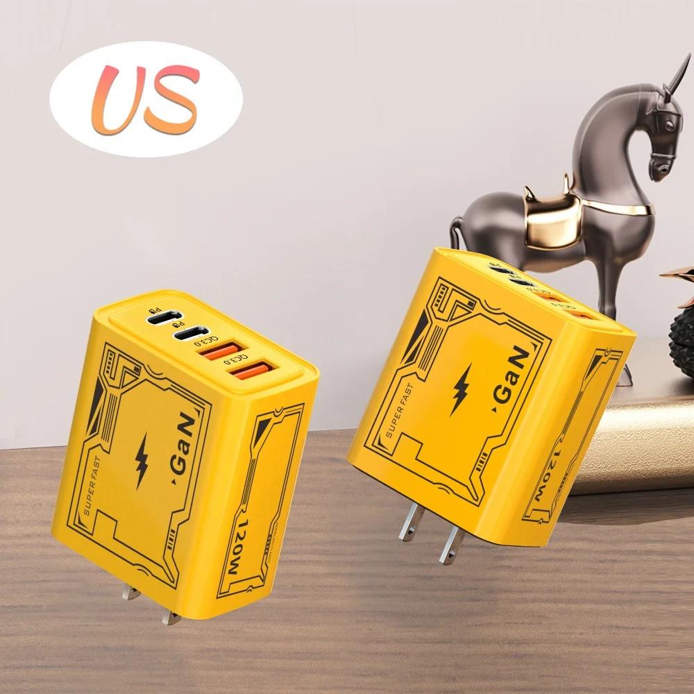 Всего 120 Вт USB C GaN зарядное устройство Muti 4 порта Type C PD мобильный телефон быстрая зарядка настенный адаптер для iPhone 16 Pro Max Xiaomi
