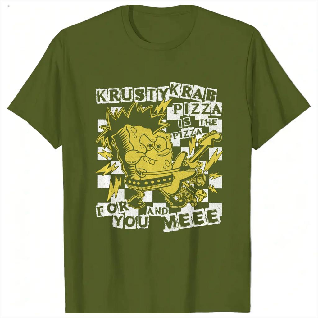 SpongebobsPunk Bob Krusty Krab Pizza T Shirt Summer unny TShirts 100 Cotton Trending Tshirt For Couple ShortSleeve Top Tees