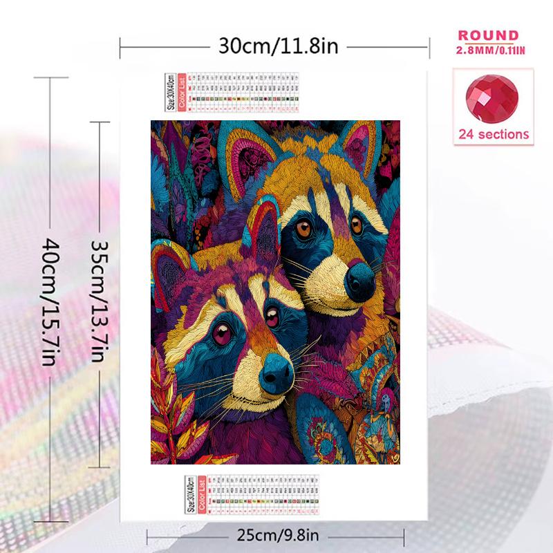 Two raccoons Pattern 3pcs 100% Round Full Drill 5D DIY Diamond Painting Embroidery Cross Stitch Rhinestone Décor