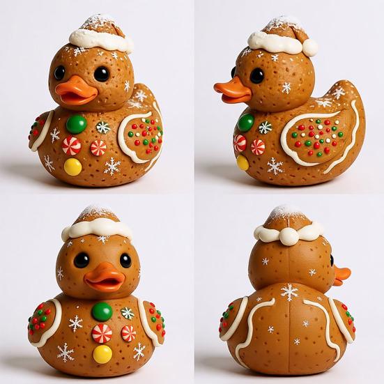1/3Pcs Duck Ornament Handmade Texture Festive Christmas Decoration with Gift Bowknot Crutch Decor Xmas Duck Statue
