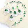WPAITKYS Зеленый, Белый Кристалл Серебряный Цвет Женские Ювелирные Наборы Серьги Кольцо Ожерелье Браслет Рождественский Подарок