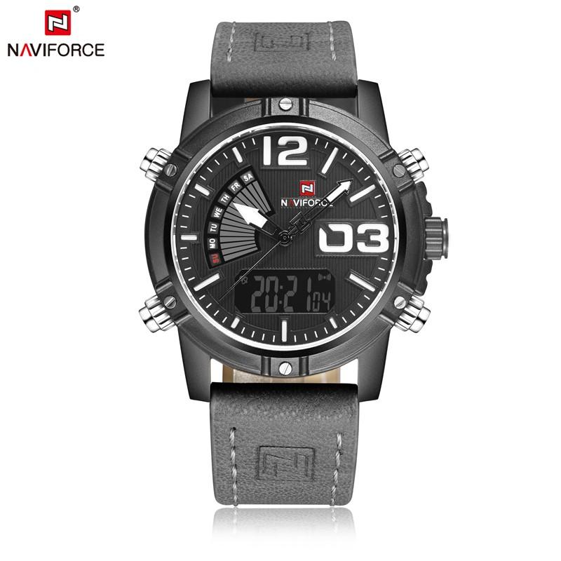 Часы NAVIFORCE 9095 Бренд Роскошные Мужские Наручные Часы Мужские Бизнес Дата Время Кожаный Ремешок Япония Кварцевые Часы