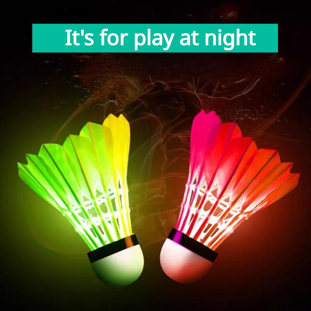 Светящийся мяч для бадминтона с высокой эластичностью и прочным ветронепроницаемым нейлоновым мячом с перьями для яркой ночи.