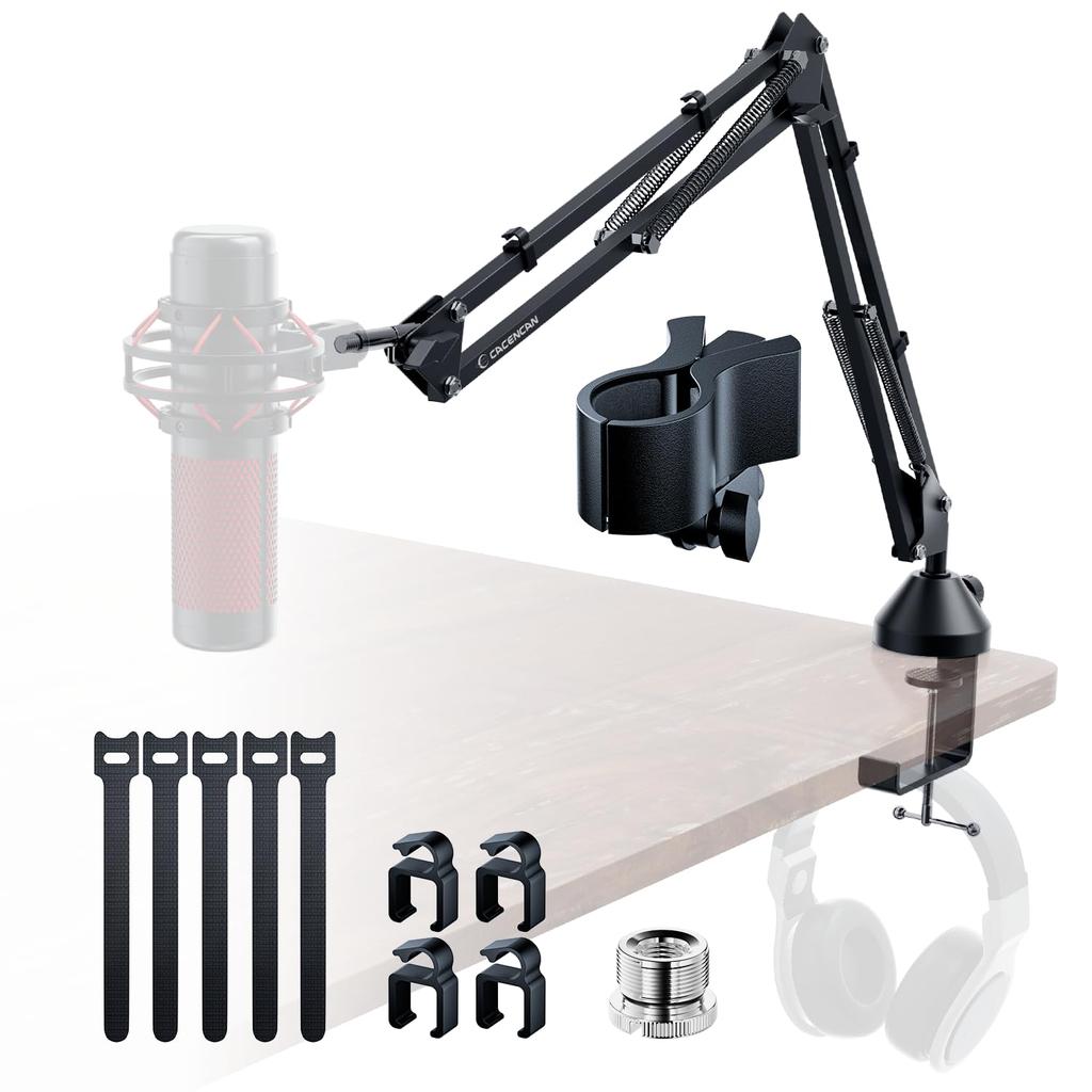 CACENCAN M06 Microphone Arm Stand Microphone Boom Arm Stand Microphone Stand Arm Load With Microphone Clip Inch For HyperX QuadCast Applicable Black