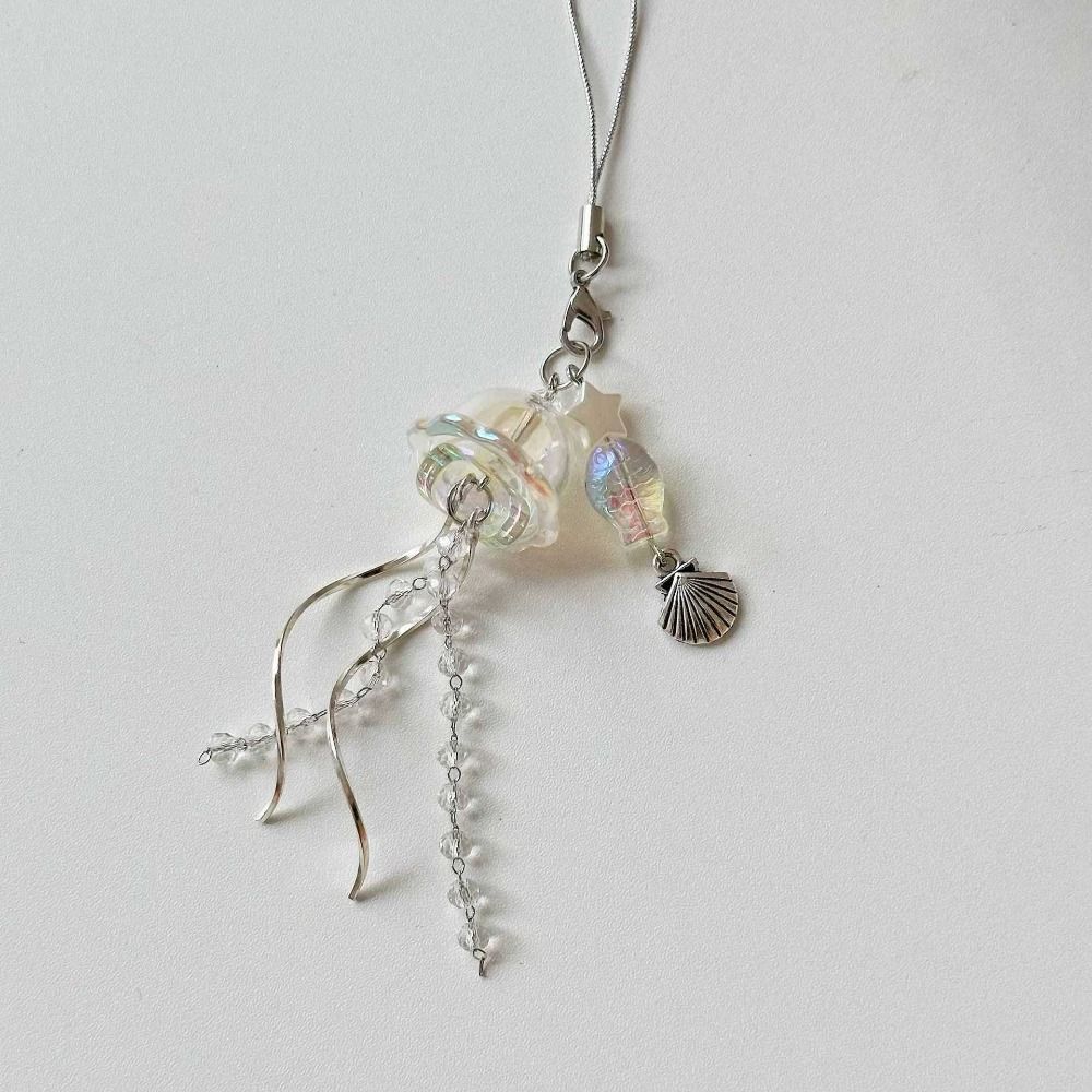 Y2K шнурок для телефона с бисером шнурок для телефона с изображением медузы на океанскую тематику для женщин и дам