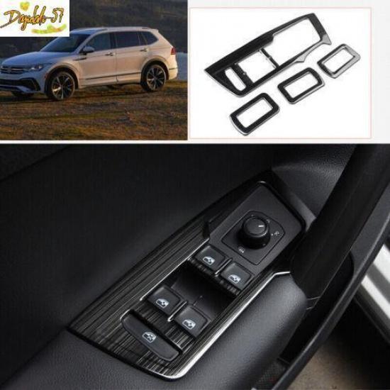 Черный Для VW Tiguan 2018- Титановая Панель Переключателя Стеклоподъемника Накладка