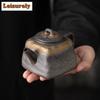 180ml Ancient Early Burnt Gilded Iron Teapot Antique Old Rock Mud Pot Chinese Tea Making Kettle Tea Items Supplies Ornaments