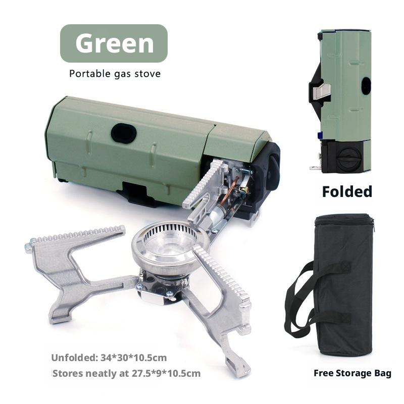 Portable Stainless Steel Simple Foldable Butane Camping Stove with Windproof Design for Outdoor Manual Cooking