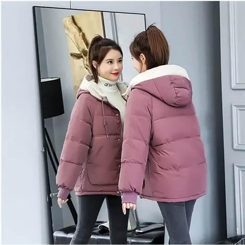 Women Down Padded Jacket Female Winter Student Korean Version Short Padded Jacket Loose Thick Jacket Parka Hooded Coat