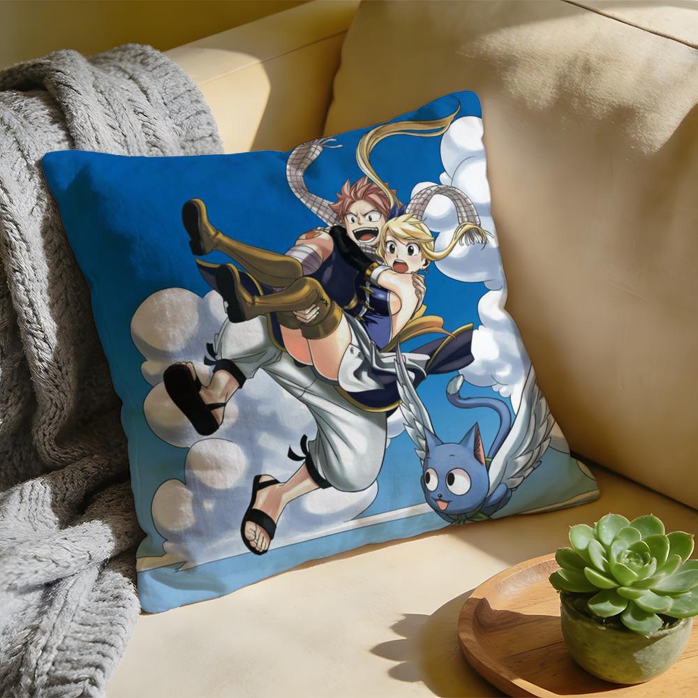 Classic Comics Anime FFAIRY TAIL Cushion Cover Washed Linen Soft Breathable Decorative Case For Sofa Home Pillow Cover