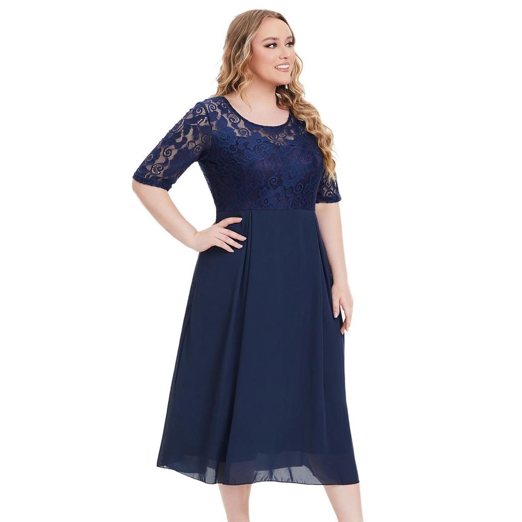 Элегантное кружевное ажурное платье для женщин больших размеров в европейском и американском стиле