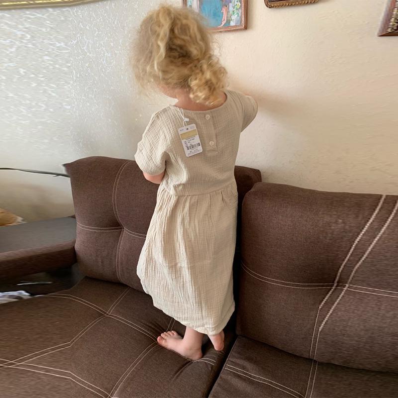 YUBAOBEI Летнее платье для больших девочек, свободные хлопковые и льняные платья с оборками для подростков, повседневные детские наряды, детская одежда принцессы