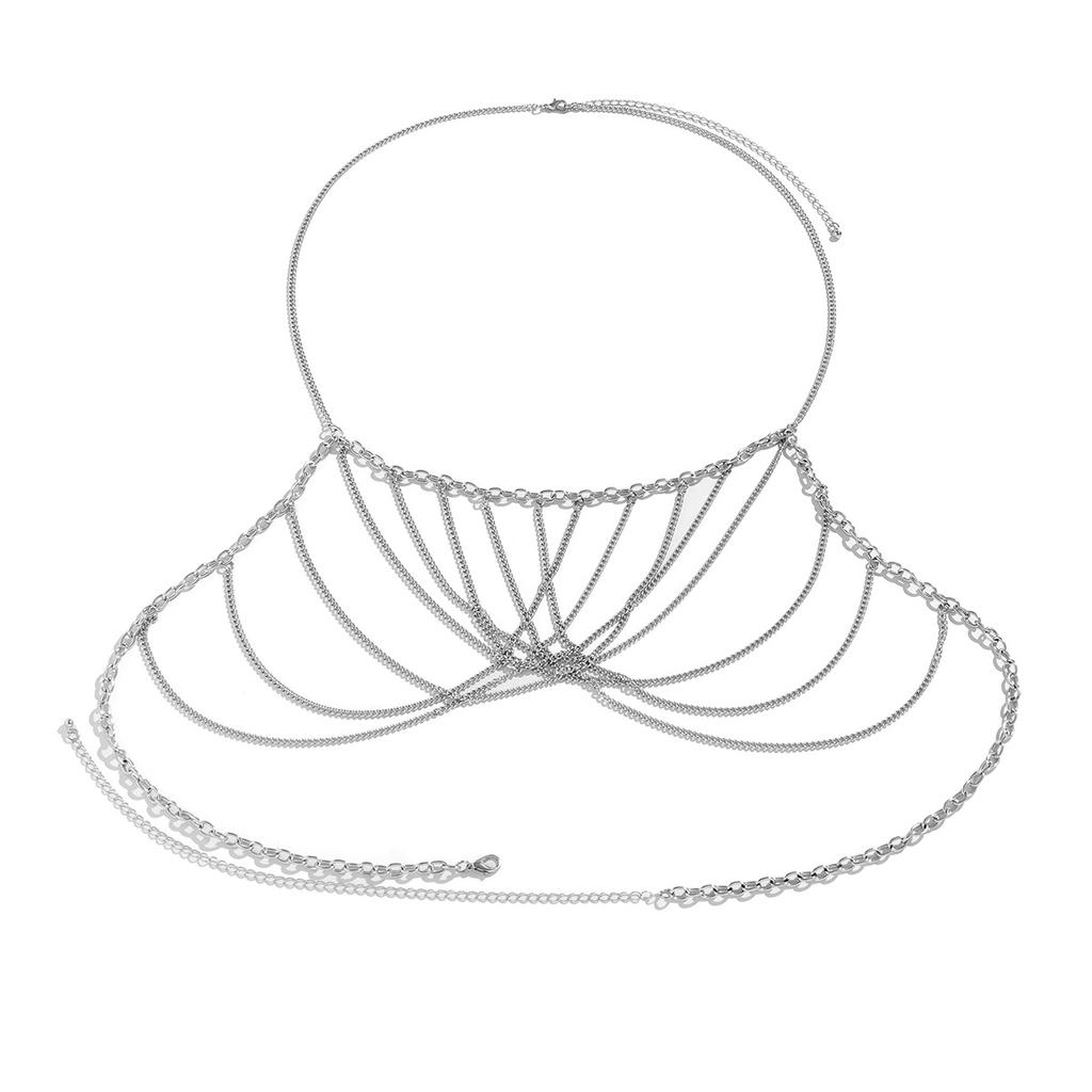 Sexy Simple Tassel Chain Chest Chain Bikini Necklace Exaggerated Fashion Body Chain Women