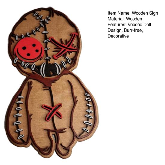 Деревянная табличка «Кукла Вуду Юшэн», жуткое украшение для стен, деревенская табличка «Кукла Вуду» для декора на Хэллоуин, для дверей, стен