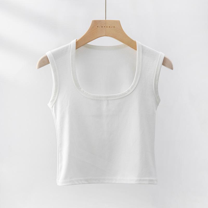 Women's Wide-Strap White Camisole: Pure Cotton, Large Size, All-Season, Beautiful Back Design, Side-Breast Coverage, Inner and Outer Wear.
