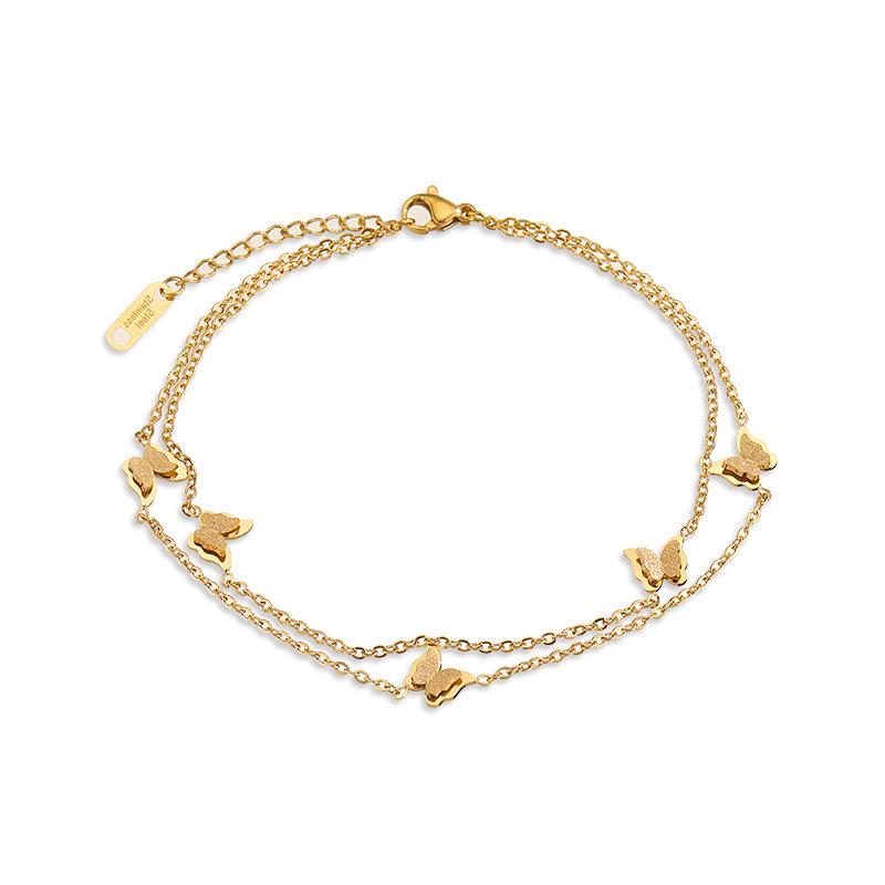 18K Gold-Plated Titanium Butterfly Anklet - Non-Fading, Minimalist Mori Style for Trendsetting Women