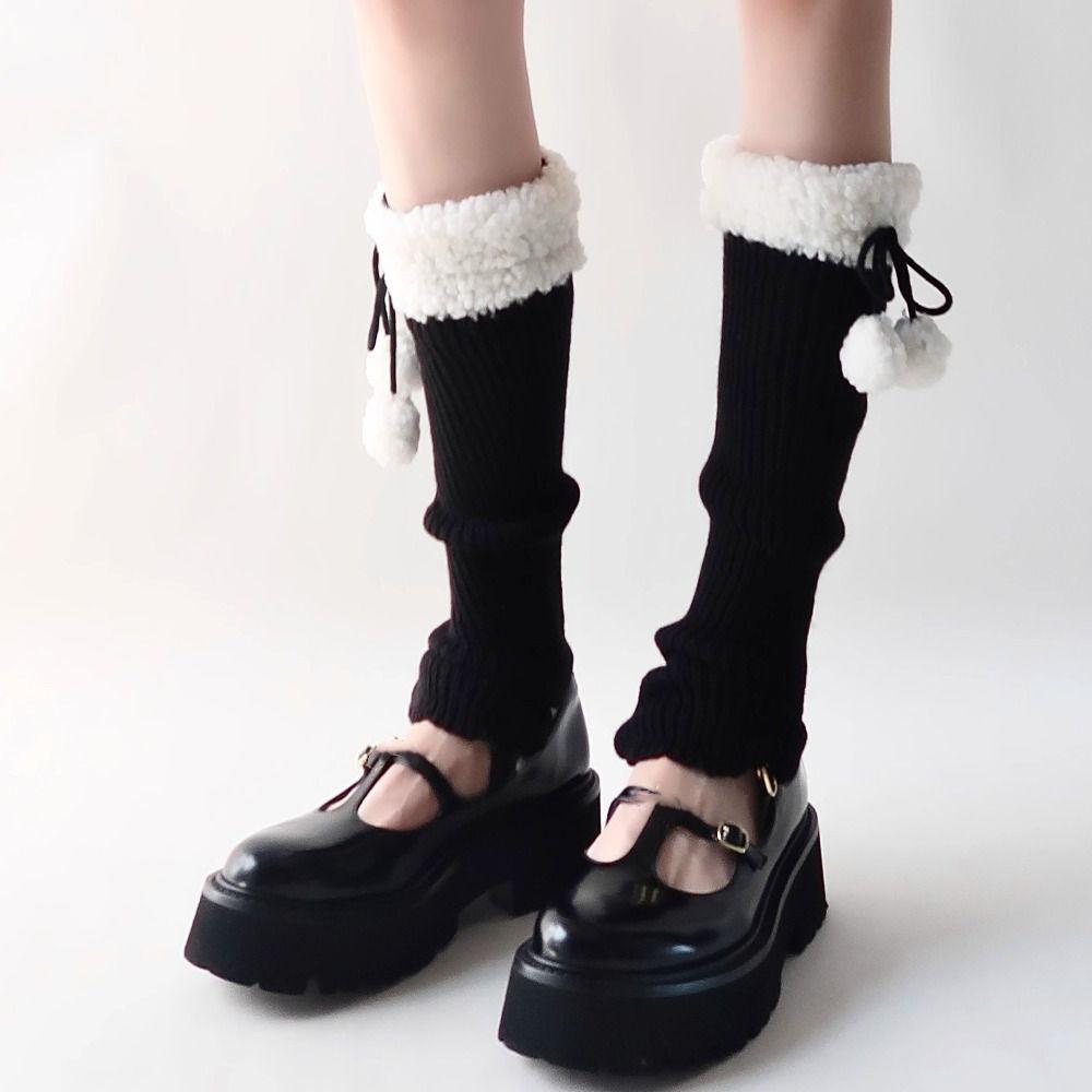 Носки с оборками и бантом, гетры из овечьей шерсти, уникальные вязаные гетры для девочки