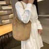 Casual Large-capacity Cotton Thread Woven Bag New Hollow Straw Bag Lazy Wind Shoulder Bag Vacation Beach Bag Women's Bag