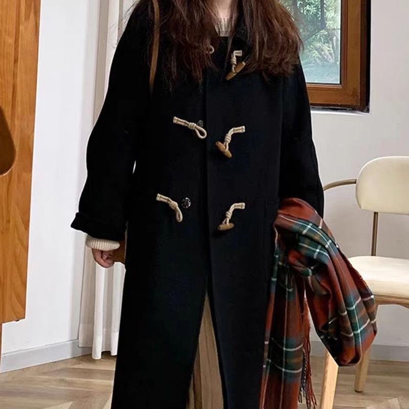 Пальто Женское Осень и Зима Новое Утепленное Маленькое Среднее и Длинное Шерстяное Пальто