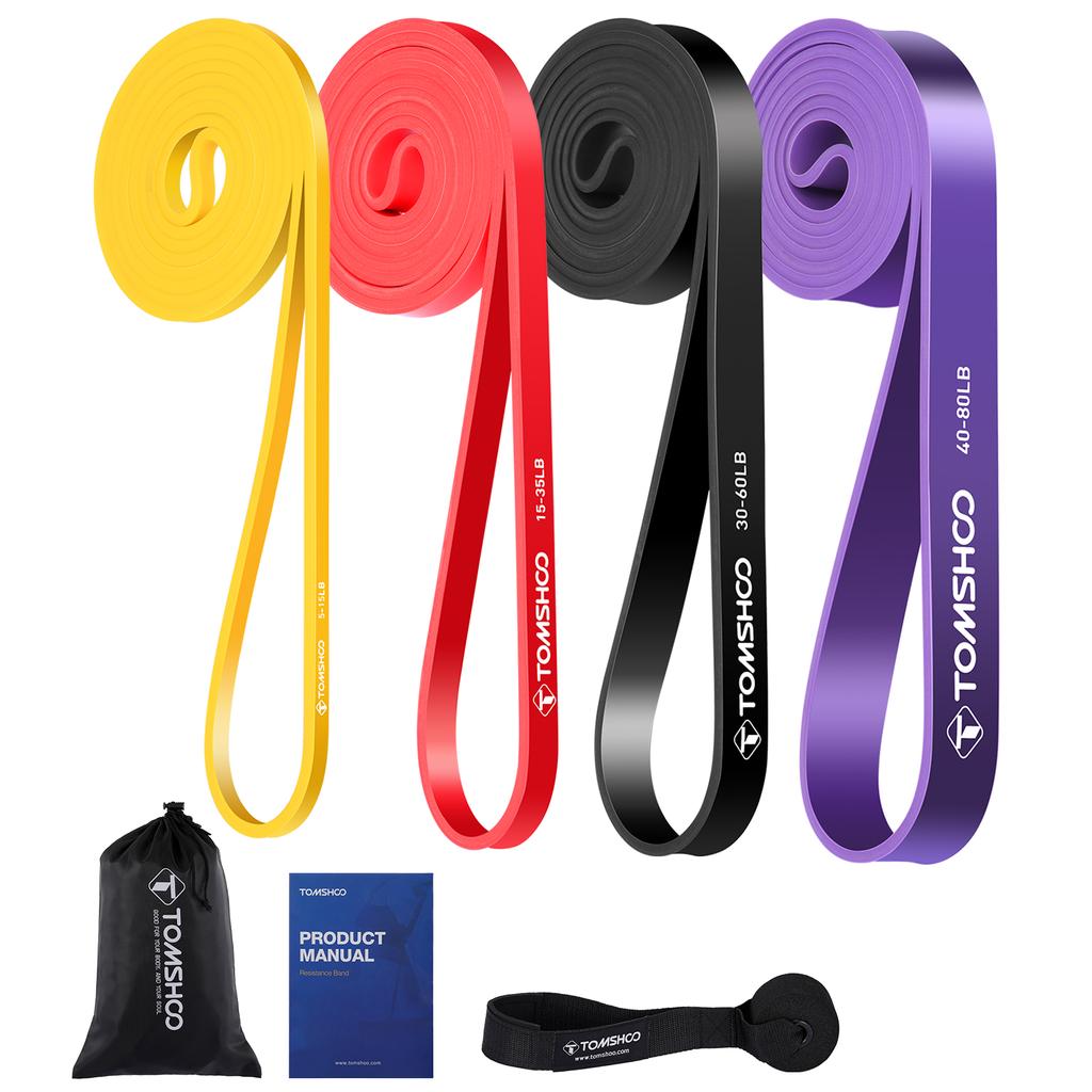 TOMSHOO Set of 4 8-85Lbs Resistance Bands for Working Out, Workout Bands for Physical Therapy