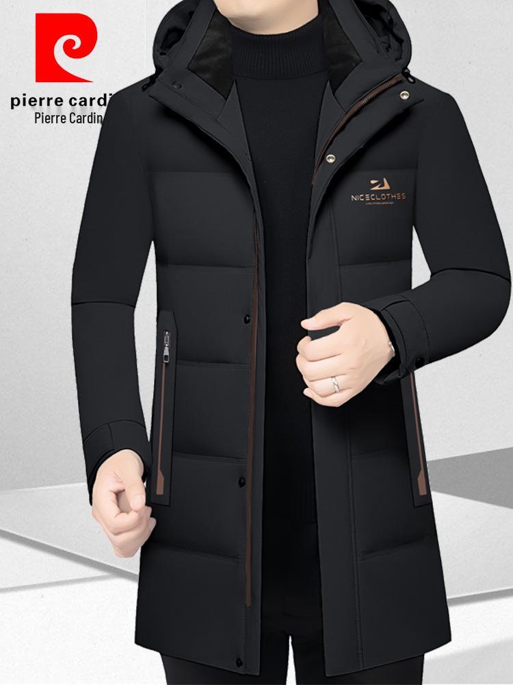 Мужская зимняя куртка Pierre Cardin средней длины с отстегивающимся капюшоном, на гусином пуху - Зимняя деловая повседневная плотная верхняя одежда