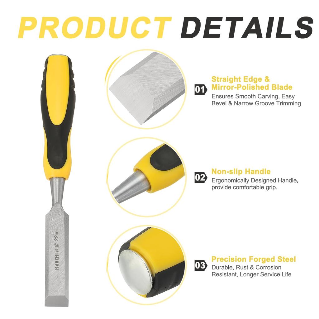 uxcell Flat Woodworking Chisel, 7/8-Inch Blade