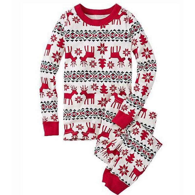 Festive Christmas Family Pajamas Set For Men Women Baby Kids Featuring Deer Print Design