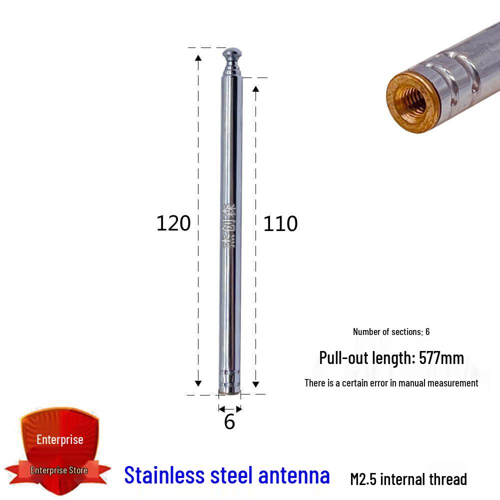 Stainless Steel Telescopic Antenna for Remote Control Toy Cars, 4/5/6 Sections, M3 Thread