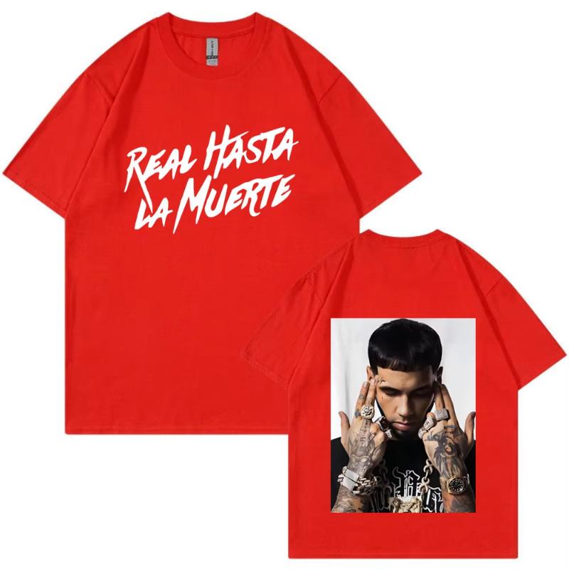 Футболка с принтом рэпера Anuel AA Real Hasta La Muerte Мужская Повседневная Хлопковая Футболка Модная Хип-Хоп Винтажная Оверсайз Футболка Унисекс
