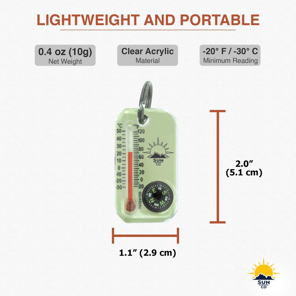 Sun Company LumaGage Zipper Pull Compass and Thermometer Outdoor Thermometer and Compass - Easy-to-Read