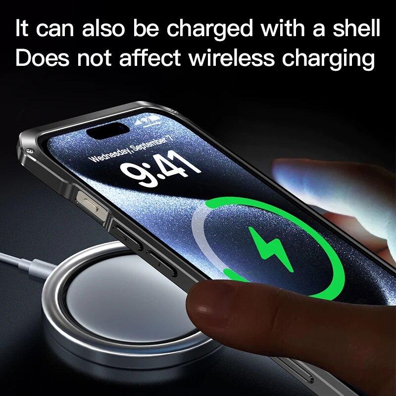 Armor For Metal Case Luxury Iphone 15 Pro Max Case Shockproof Glass Protection Back Cover For Iphone 15 14 13 11 Pro Max Xr Xs Max