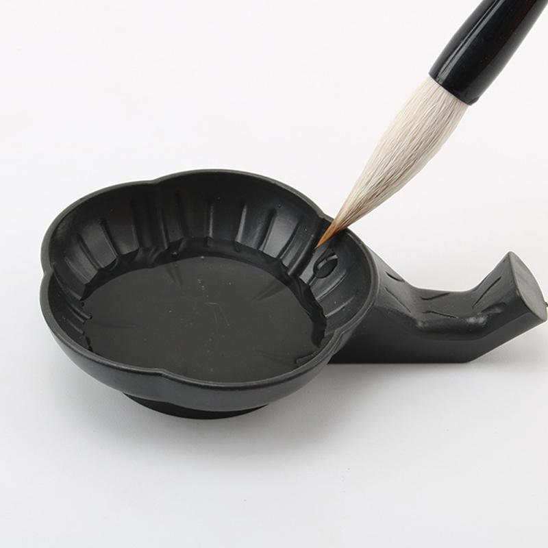 2 шт., кисть для письма, держатель для ручек, чернильная каменная тарелка, форма цветов, пластиковая пластина с чернилами, принадлежности для китайской каллиграфии, художественная живопись