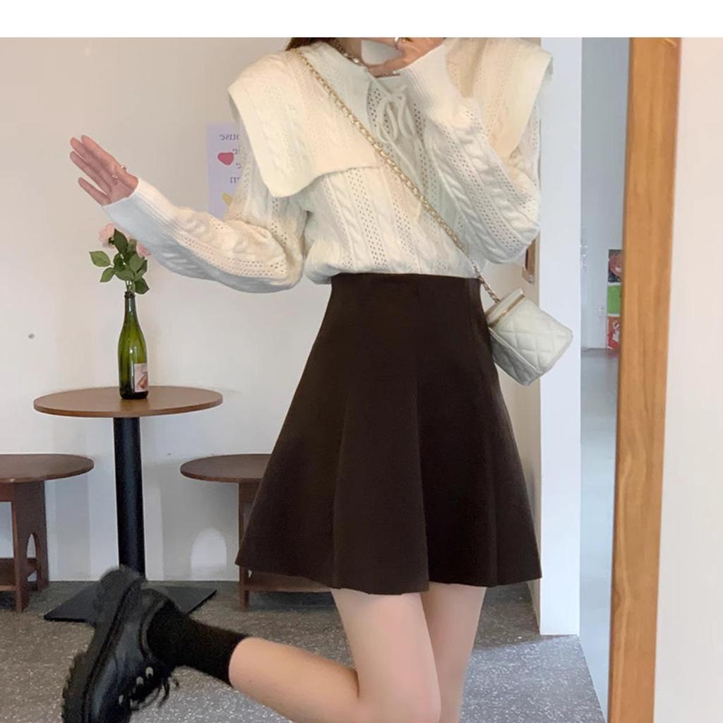 2023 Autumn & Winter Women's High-Waist Korean Style Corduroy A-Line Skirt with Anti-Exposure Design