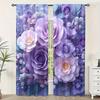2 шт., Штора Большая Фиолетовая Цветочная Блэкаут Полиэстер Праздничный Декор Стены Использовать для Праздничных Вечеринок