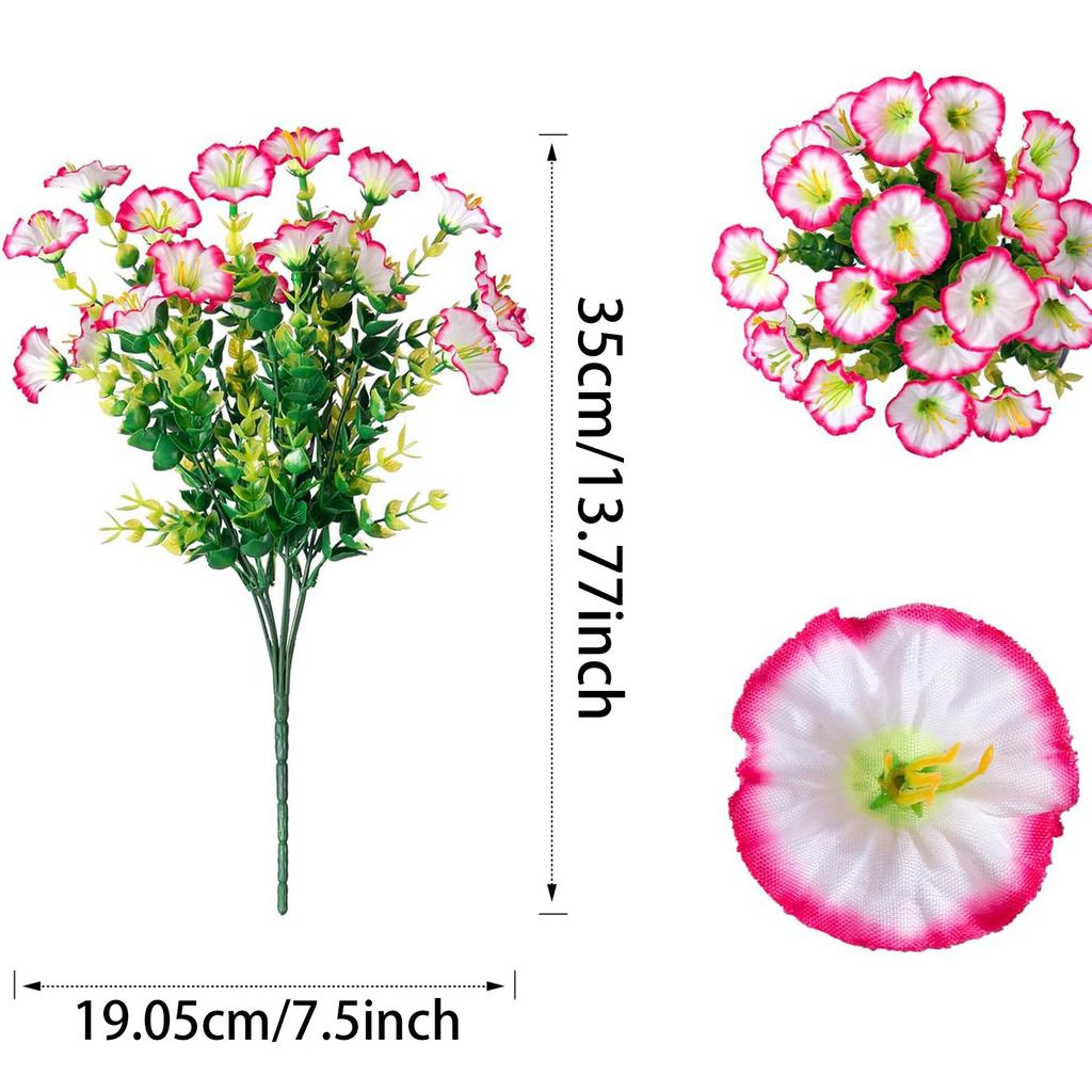 12PC Artificial Morning Glory Flower Bouquet for Outdoor Decor Eucalyptus Petunia With Green Leaves Fake Plant Home Party Decora