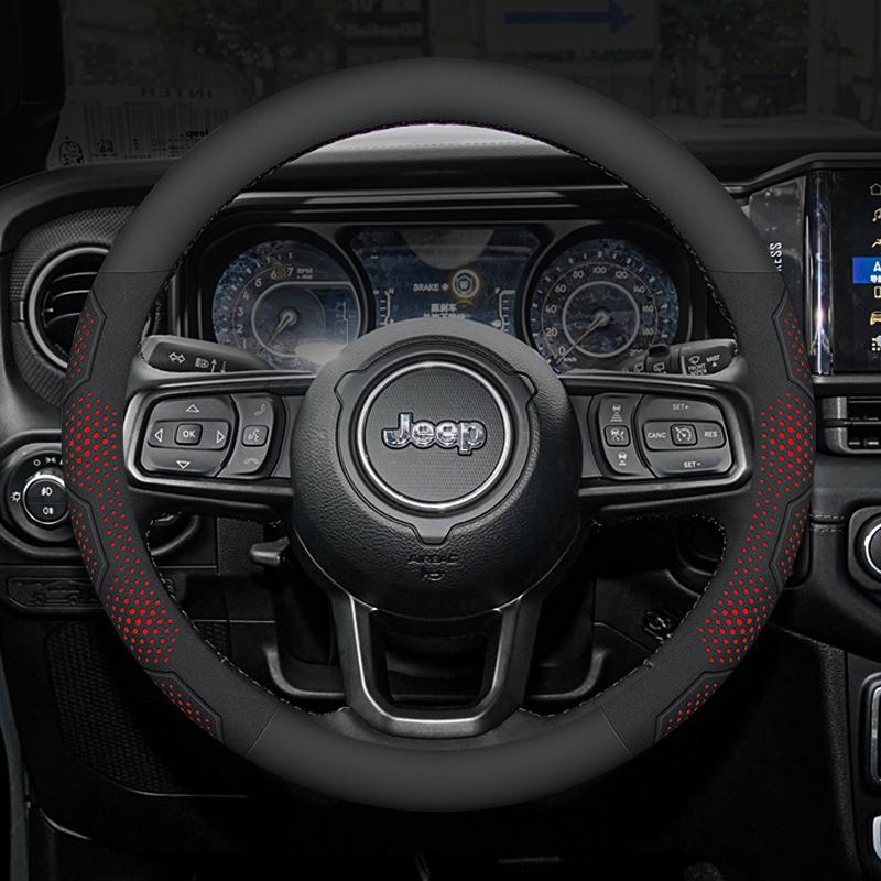 For JEEP SRT Renegade Compass Wrangler Patriot Grand Cherokee Trail Hawk Carbon fiber Suede Car Steering Wheel Cover Accessories we1