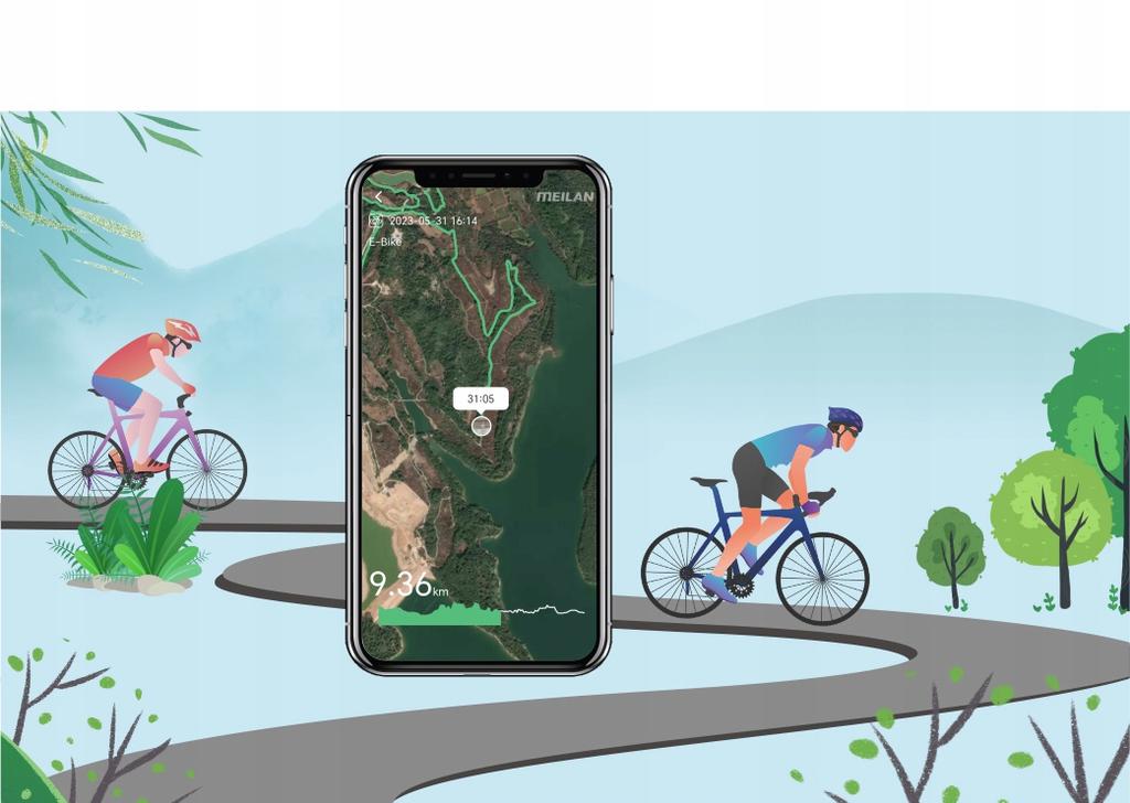 Licznik komputer rowerowy nawigacja gps bt aplikacja meilan navihood l1