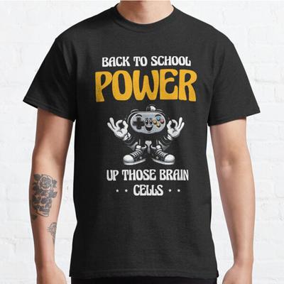 Мужская мода повседневная футболка с коротким рукавом Back To School Power Up Those Brain Cells Черные футболки Oversize Футболки