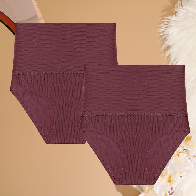 2 Pcs High Waist Seamless Flat Belly Underwear Women Female Abdominal Waffle Panties Hip Lift Briefs Breathable Shaperwear S-XXL
