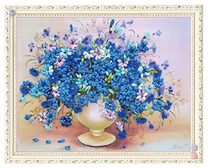 Namiki Trading Blue Small Flower Embroidery Kit Cross Stitch Kit Beginner Embroidery Cross Stitch Embroidery Stylish Craft Handmade Scandinavian
