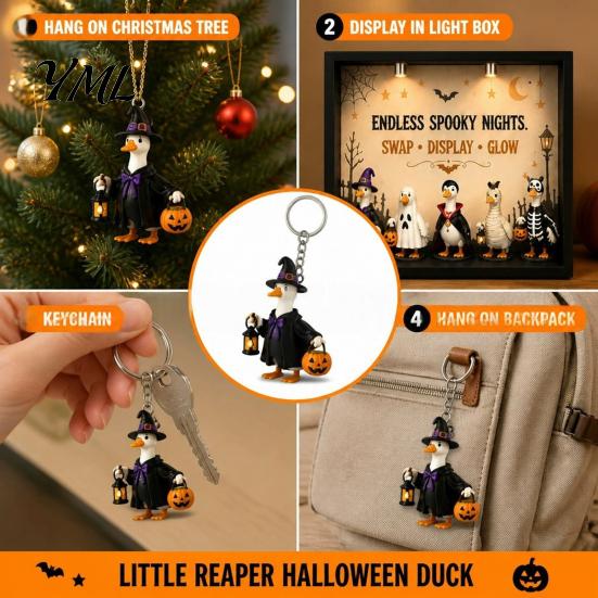 Holiday Surprise Gift for Children Halloween Advent Calendar 2026 with 24 Horror Ducks Figures, Days of Fun Kids Countdown Acrylic Adult Teens
