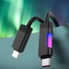 240 Вт 6 А RGB Быстрая зарядка USB Type-C Кабель - Светодиодная подсветка Окружающего освещения Нейлоновая оплетка Кабель для передачи данных для телефона Быстрая зарядка