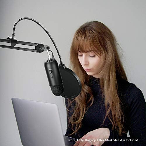 NEEWER Microphone Pop Filter 360° Flexible Arm Screw Clamp Double Layer Noise Prevention Recording Screen Compatible with Blue and Other Microphones