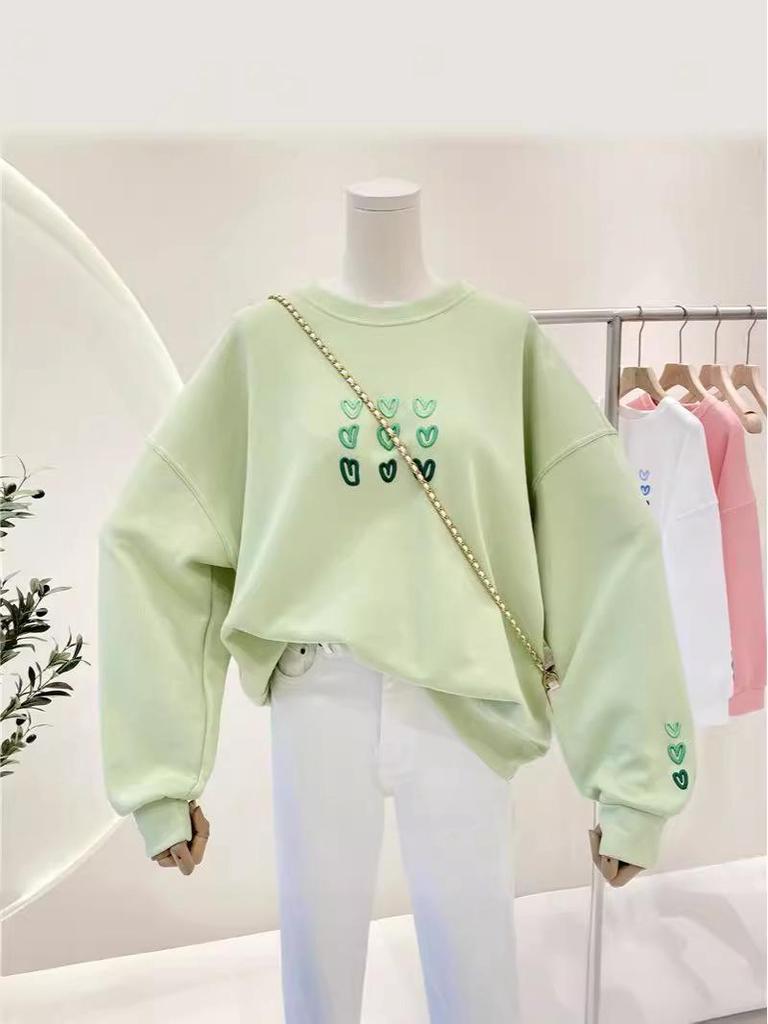 Новинка 2024 года, корейский принт «Любовь», женский свободный топ для весны и осени