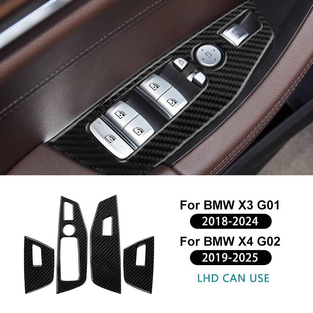 Carbon Fiber Window Switch Frame Cover for BMW X3 G01 2018-2024 X4 G02 2019-2025