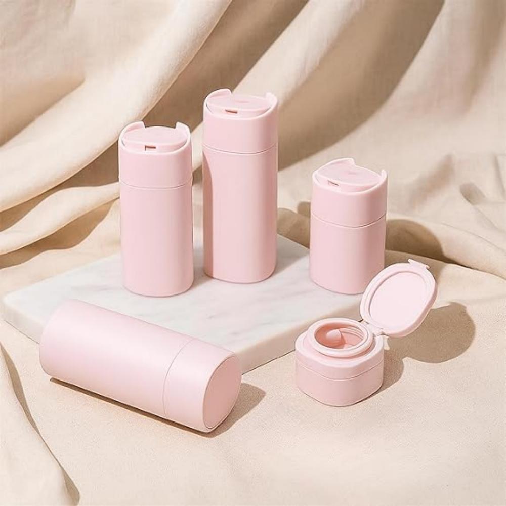 Набор из 5 флаконов-дозаторов для крема для путешествий, дорожные флаконы, набор контейнеров для туалетных принадлежностей, одобрено TSA, предметы первой необходимости для путешествий